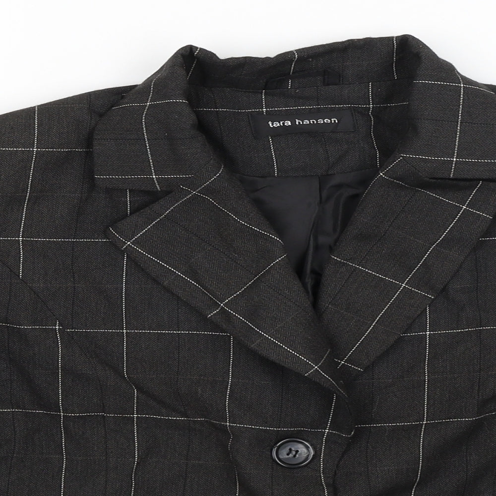 Tara Hansen Womens Black Check  Jacket Blazer Size 14