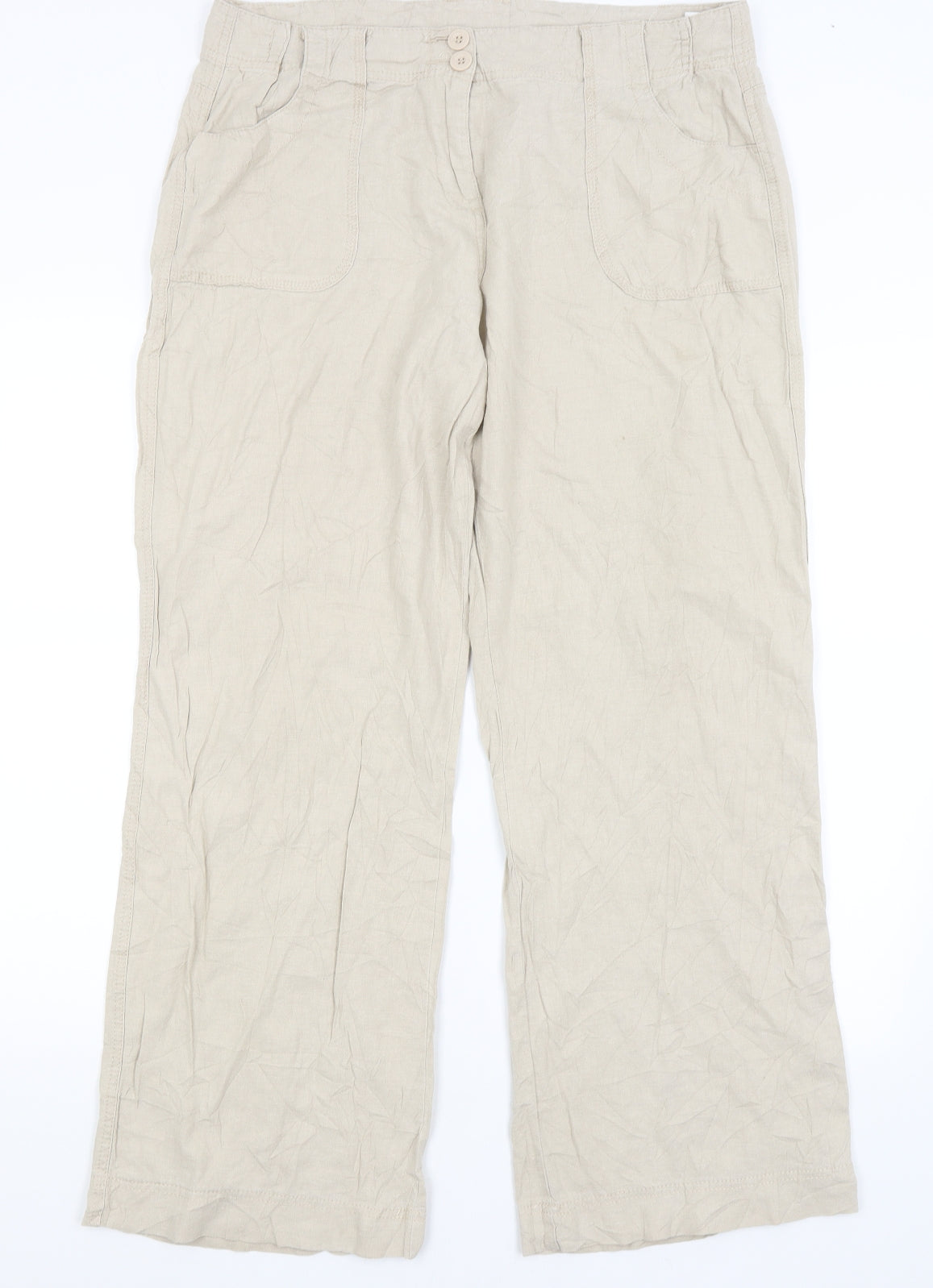 M&S Womens Beige   Trousers  Size 16 L29 in