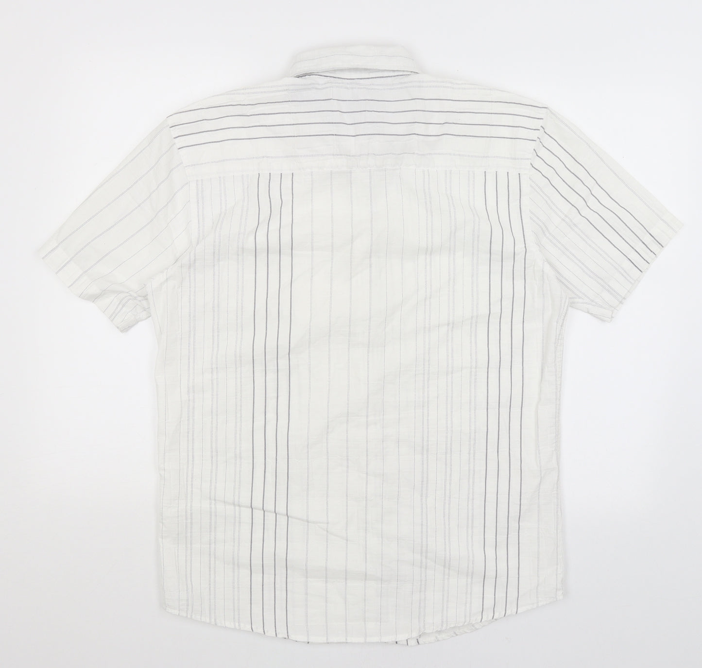 Urban Spirit Mens White Striped   Button-Up Size M