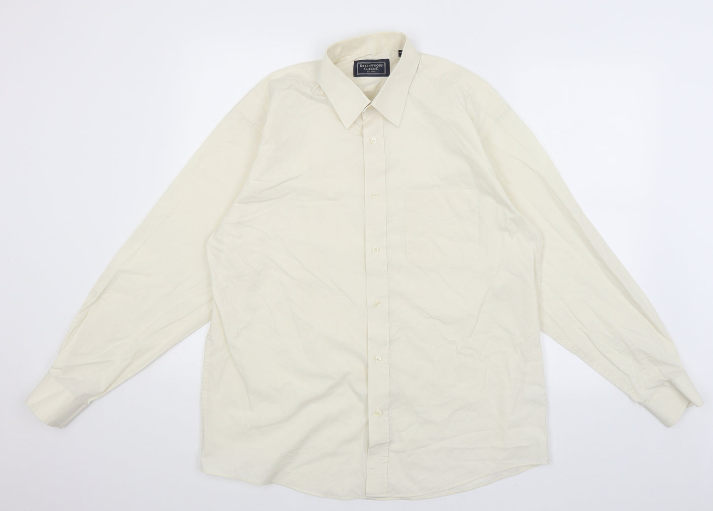 Greenwoods Mens Yellow    Dress Shirt Size 16