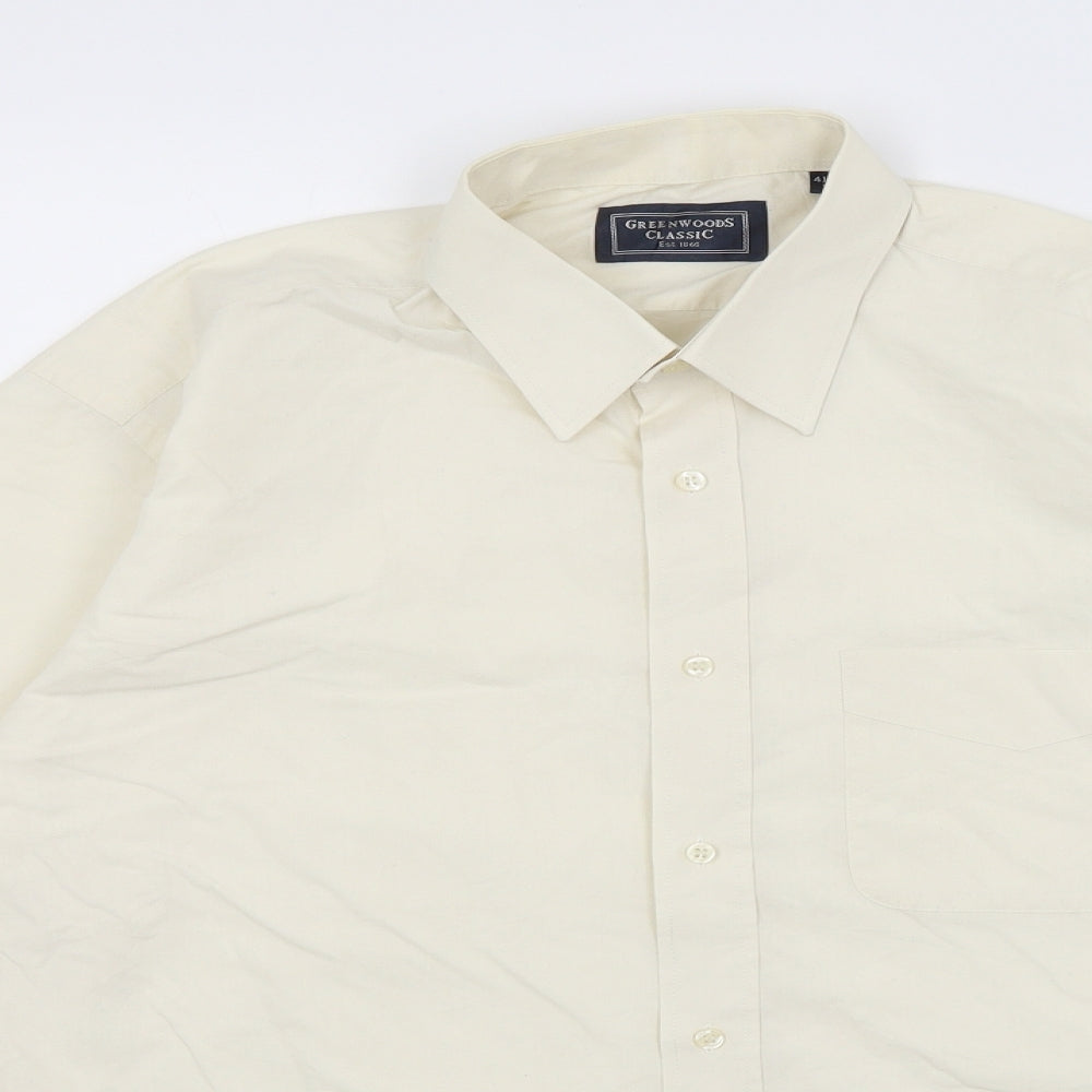 Greenwoods Mens Yellow    Dress Shirt Size 16