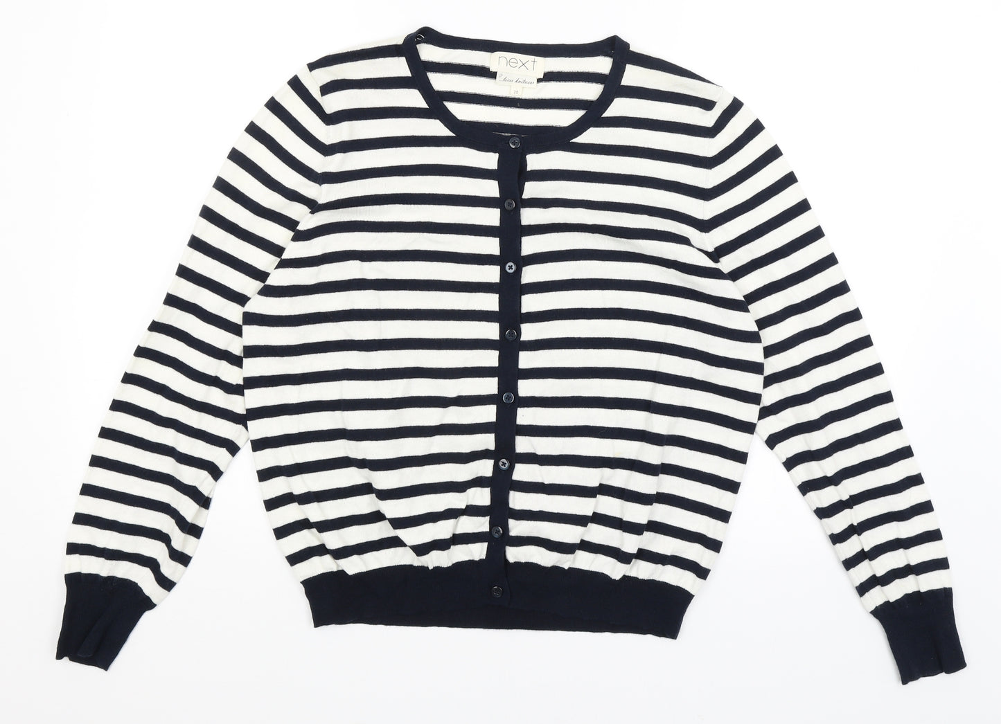NEXT Womens White Striped  Cardigan Jumper Size 20