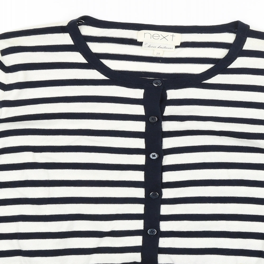 NEXT Womens White Striped  Cardigan Jumper Size 20