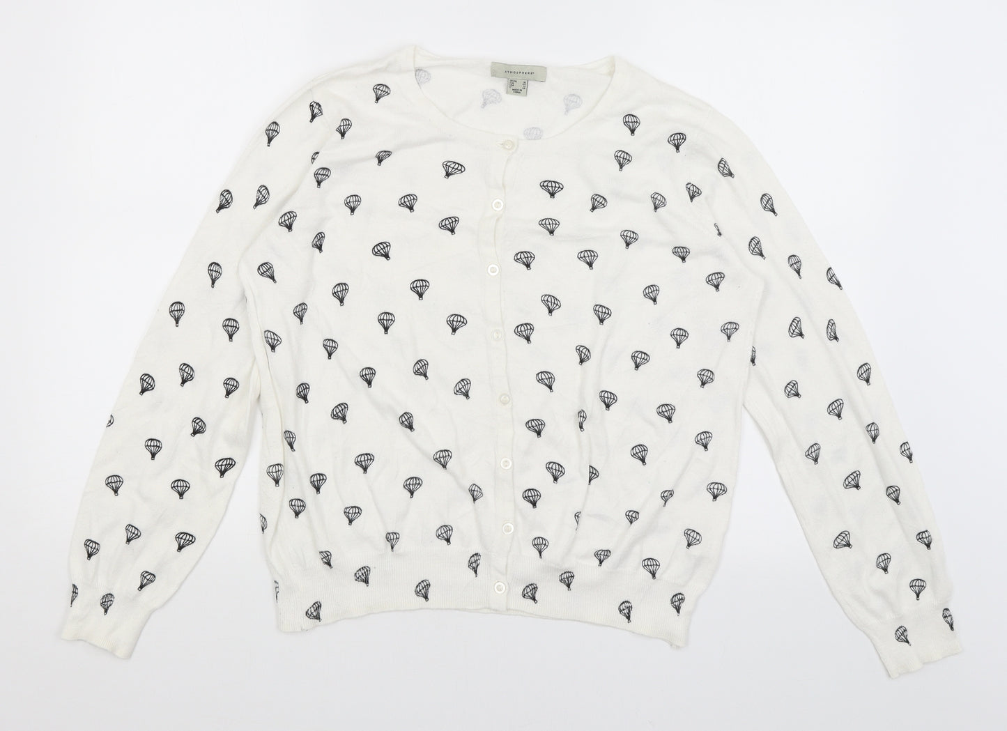 Atmosphere Womens White   Cardigan Jumper Size 16  - Hot Air Balloons