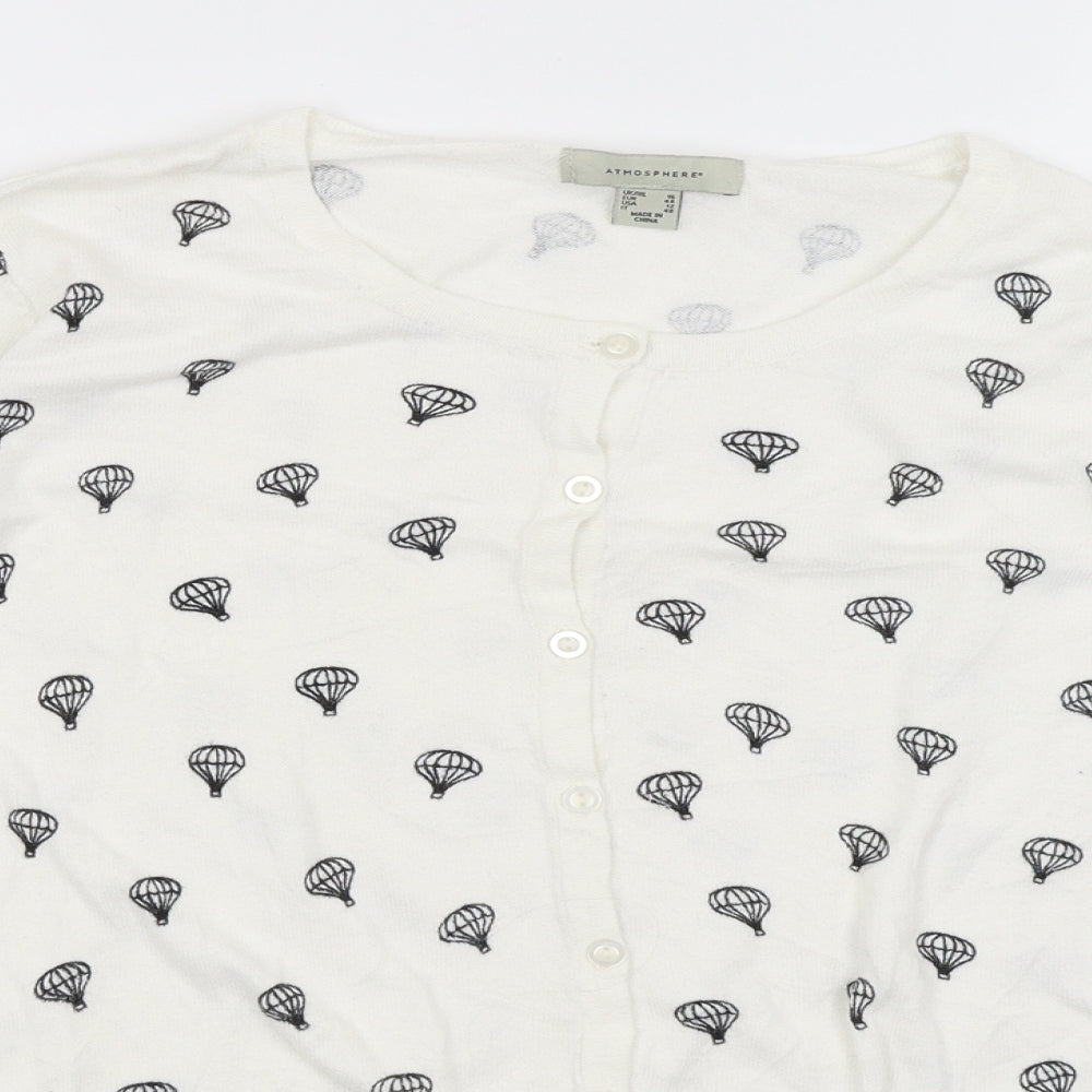 Atmosphere Womens White   Cardigan Jumper Size 16  - Hot Air Balloons