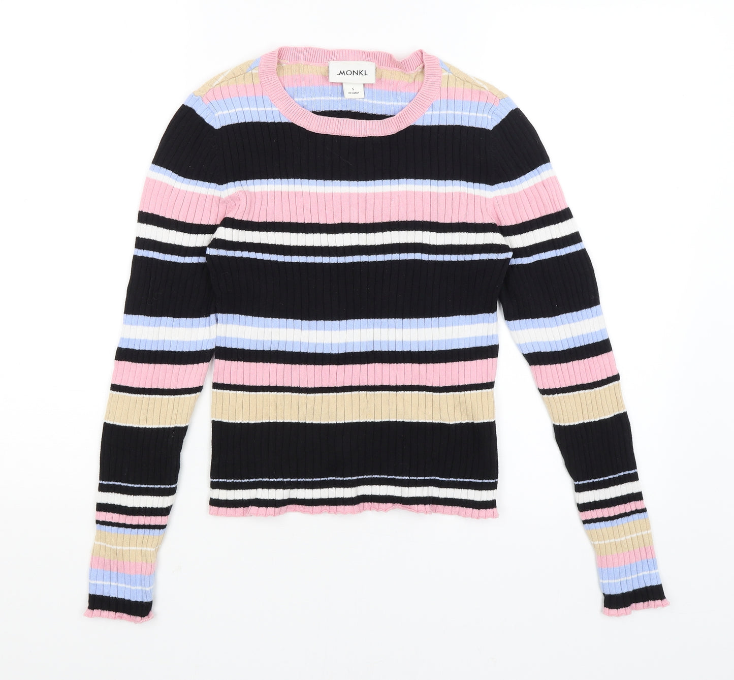 Monki Womens Black Striped  Basic T-Shirt Size S