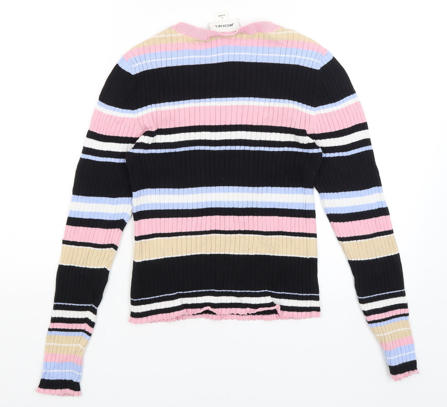 Monki Womens Black Striped  Basic T-Shirt Size S