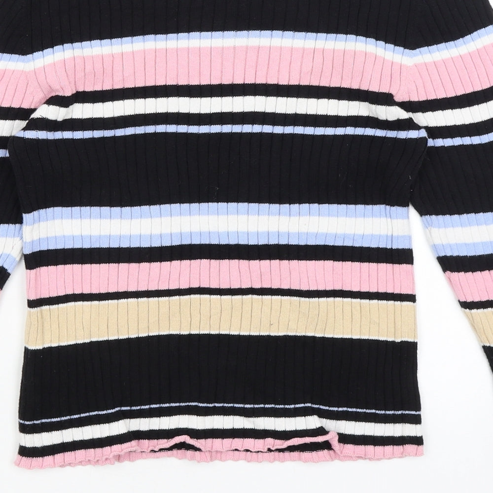 Monki Womens Black Striped  Basic T-Shirt Size S