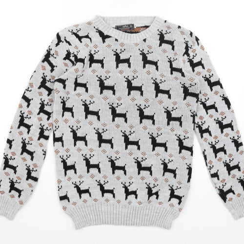 Alessandra Saroshi Womens Grey   Pullover Jumper Size M  - Reindeer