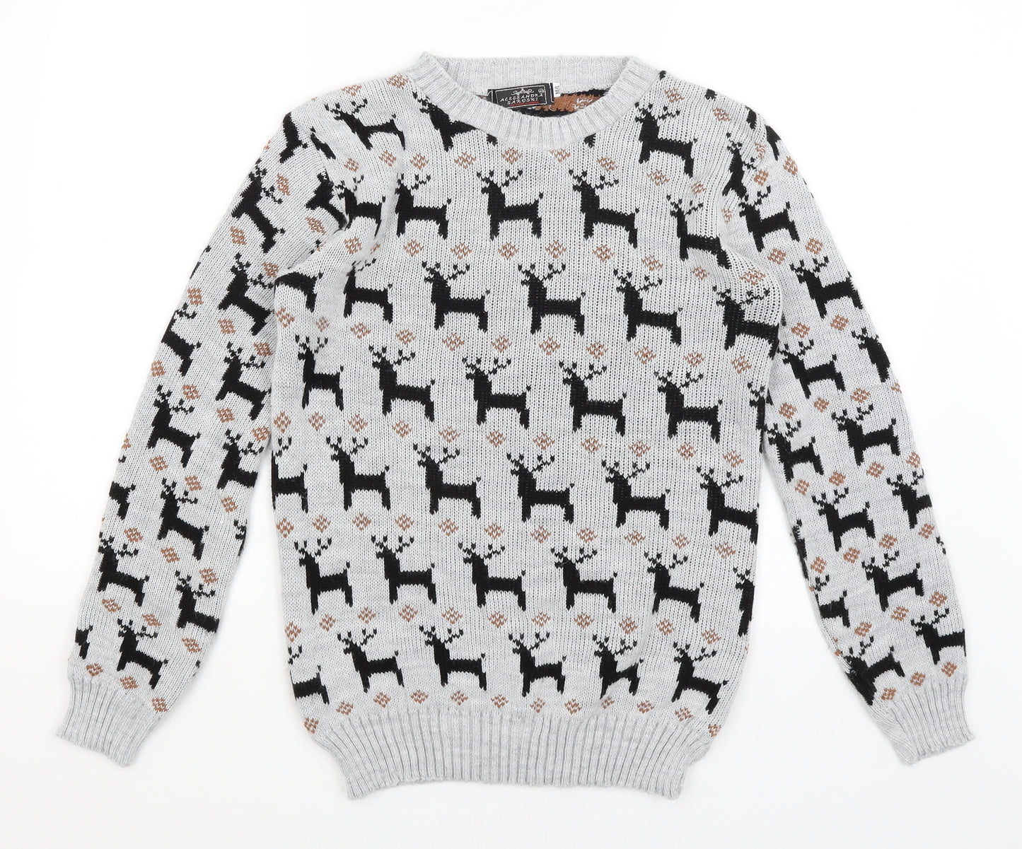 Alessandra Saroshi Womens Grey   Pullover Jumper Size M  - Reindeer
