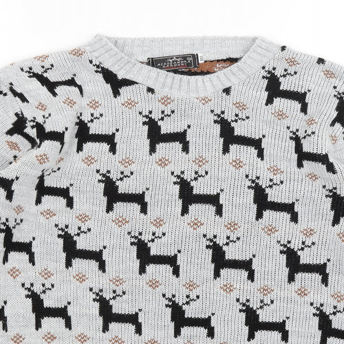 Alessandra Saroshi Womens Grey   Pullover Jumper Size M  - Reindeer