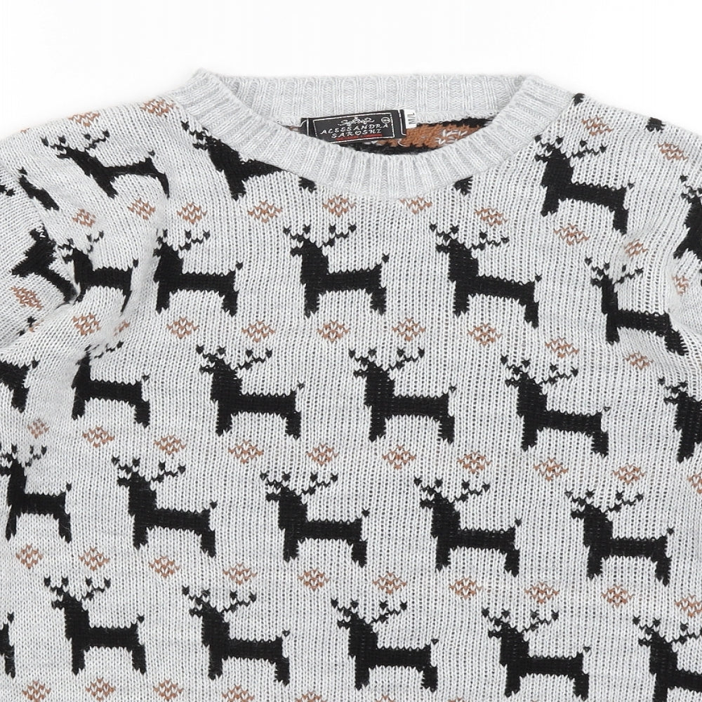 Alessandra Saroshi Womens Grey   Pullover Jumper Size M  - Reindeer