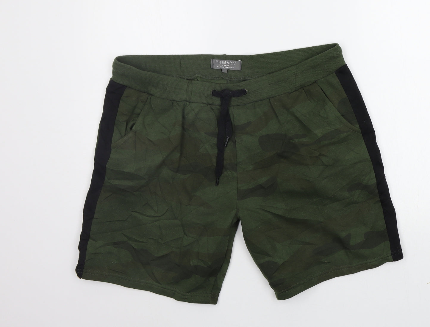 Primark Mens Green Geometric  Cargo Shorts Size L - Camo detail