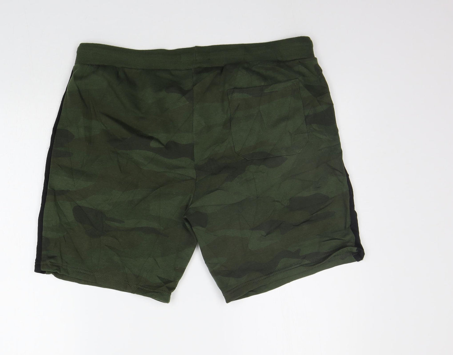 Primark Mens Green Geometric  Cargo Shorts Size L - Camo detail