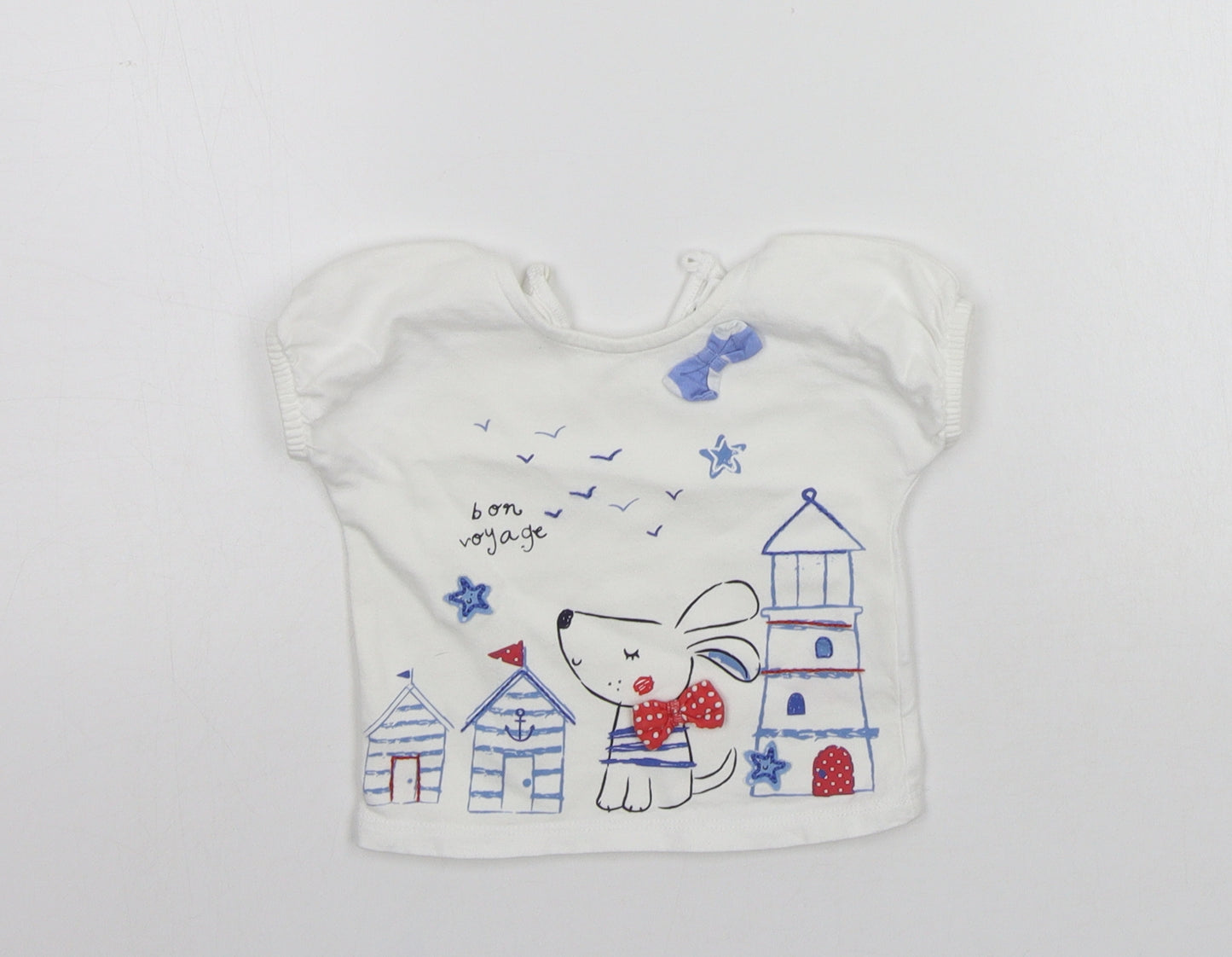 F&F Girls White   Basic T-Shirt Size 3-6 Months