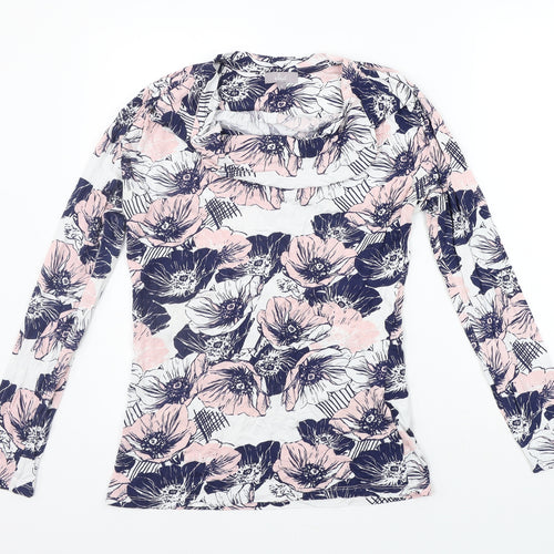 elea Womens Blue Floral  Basic T-Shirt Size S