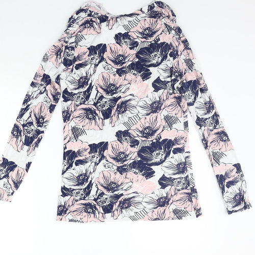 elea Womens Blue Floral  Basic T-Shirt Size S