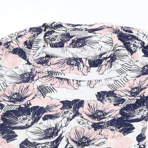 elea Womens Blue Floral  Basic T-Shirt Size S
