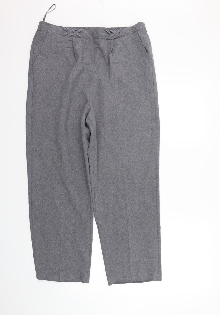 BM Womens Grey Trousers Size 14 L24 in - Elastic Waist Band