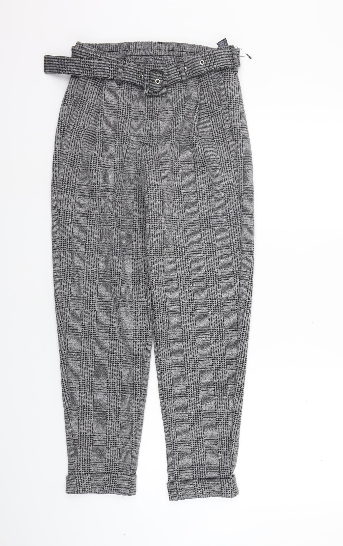 Marks and Spencer Womens Grey Check  Trousers  Size 8 L26 in