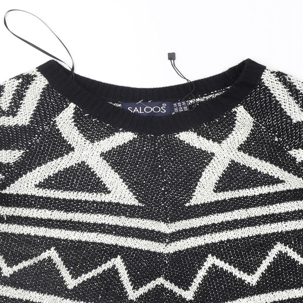Saloos Womens Black Geometric  Pullover Jumper Size 14