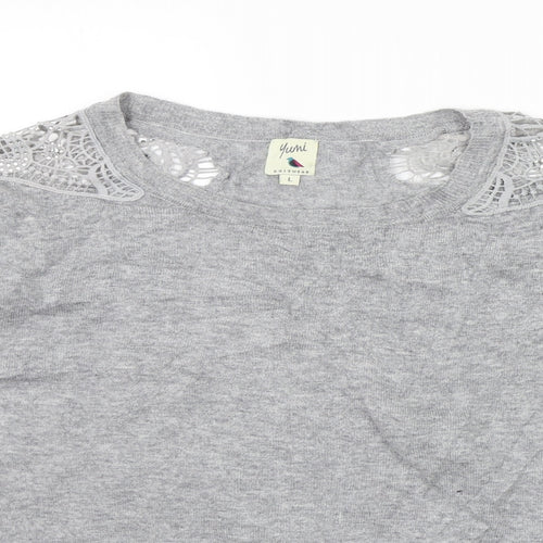 YUMMI Womens Grey   Pullover Jumper Size L  - DETAILS ON ARM