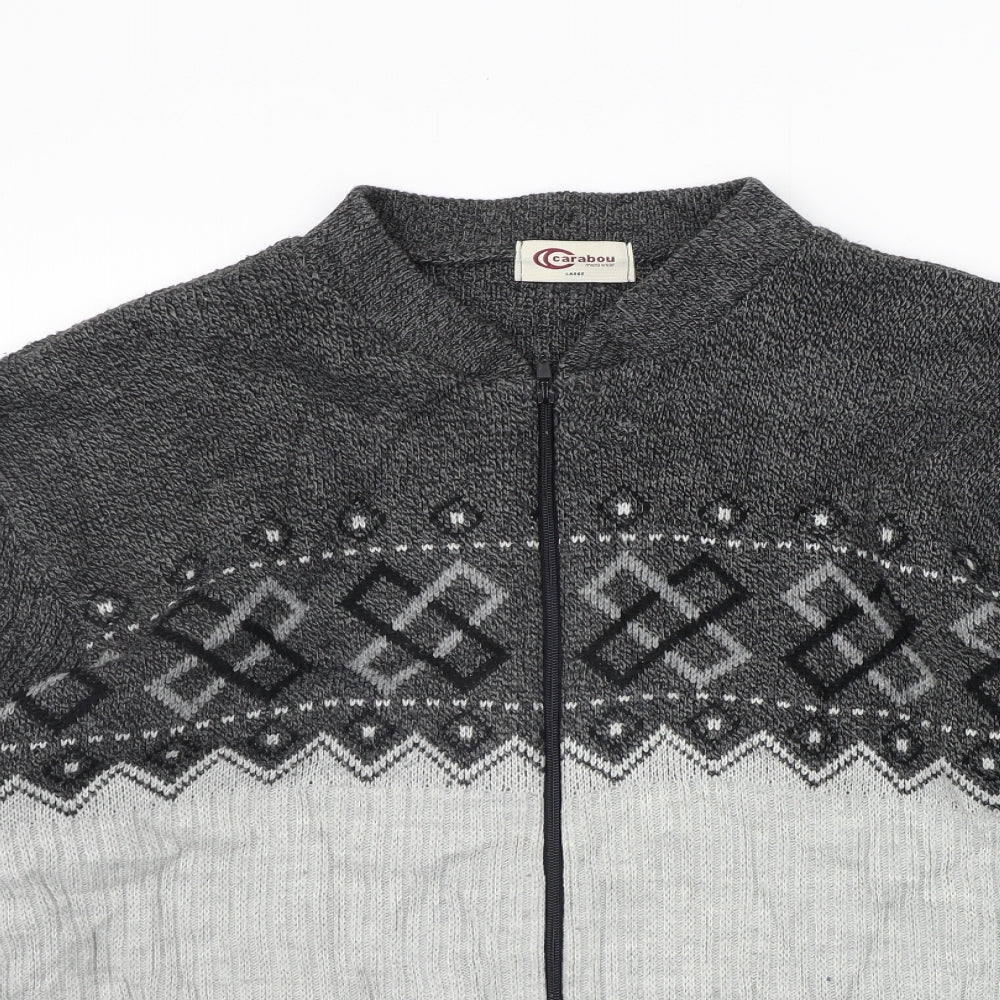 Carabou  Mens Grey Geometric  Jacket  Size L