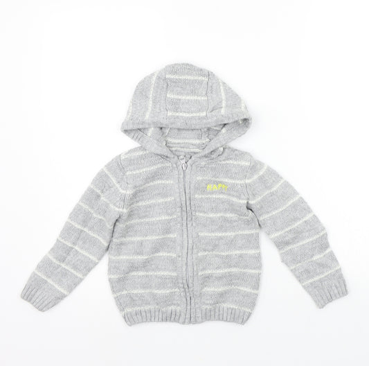 Nutmeg Boys Grey Striped  Jacket Coat Size 2-3 Years