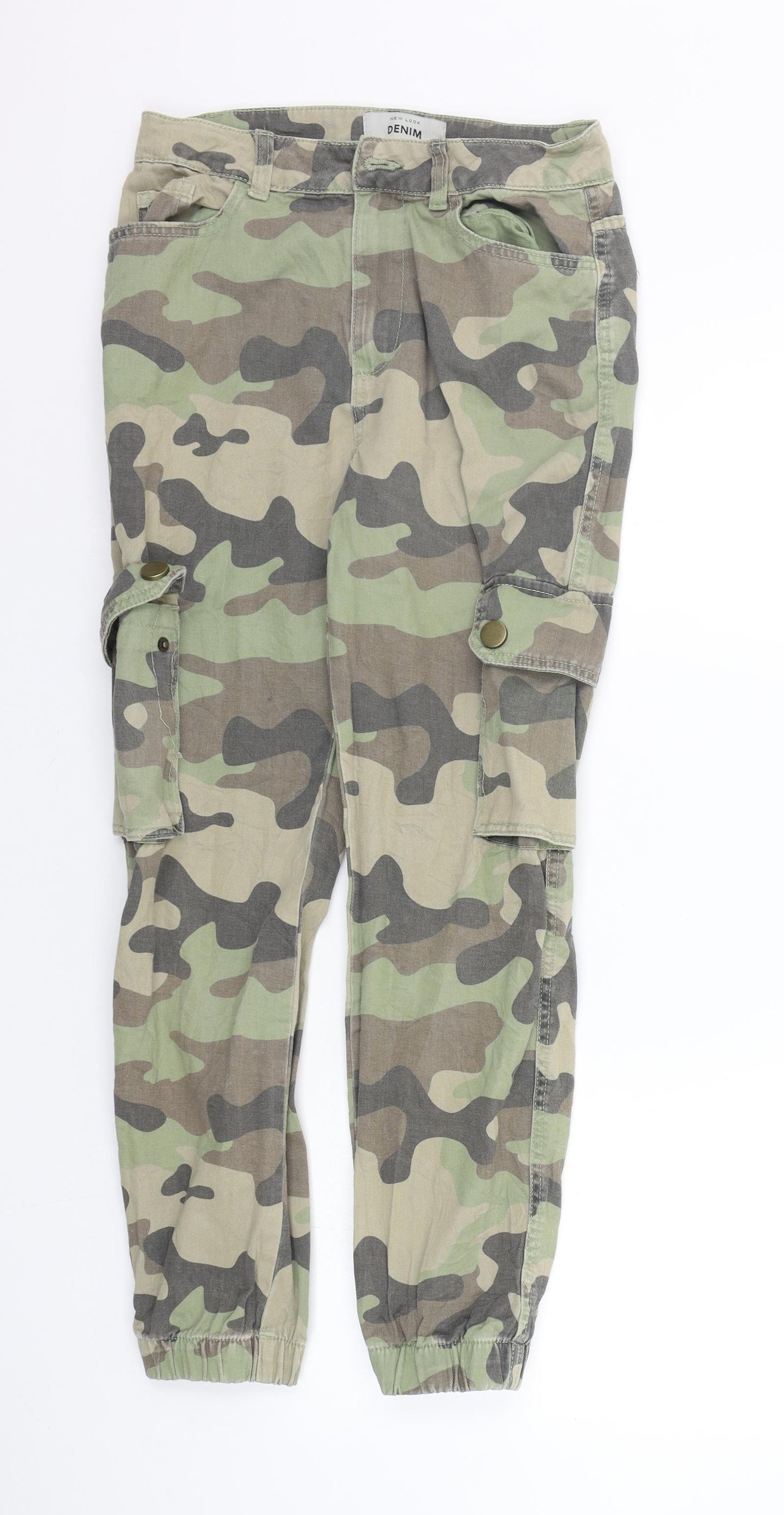 New Look Womens Green Geometric  Trousers  Size 6 L27 in