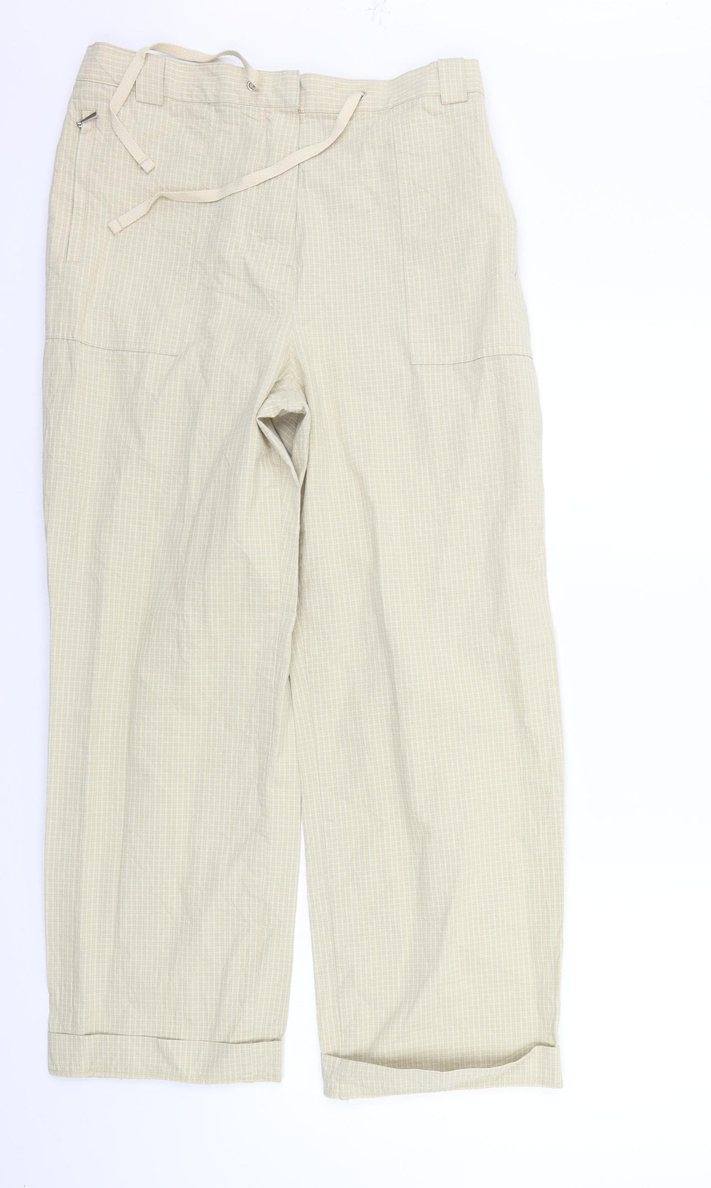 Marks and Spencer Womens Beige Check  Trousers  Size 14 L26 in