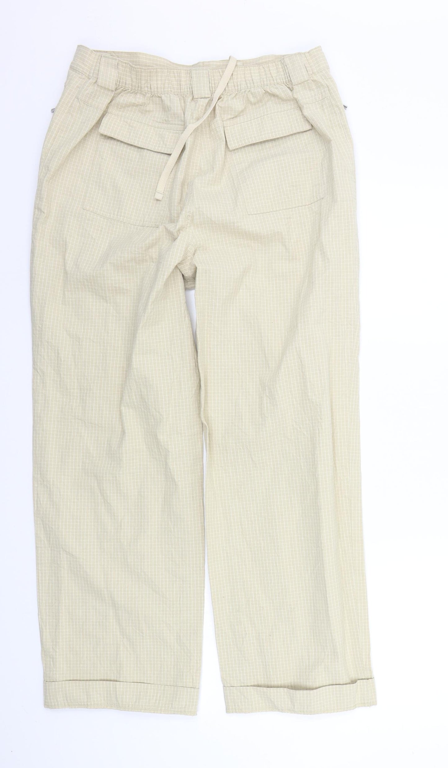 Marks and Spencer Womens Beige Check  Trousers  Size 14 L26 in