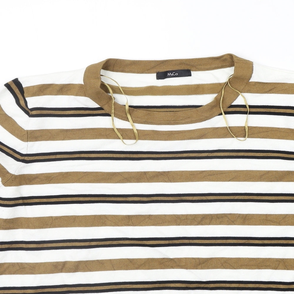M&Co Womens Brown Striped  Pullover Jumper Size 14