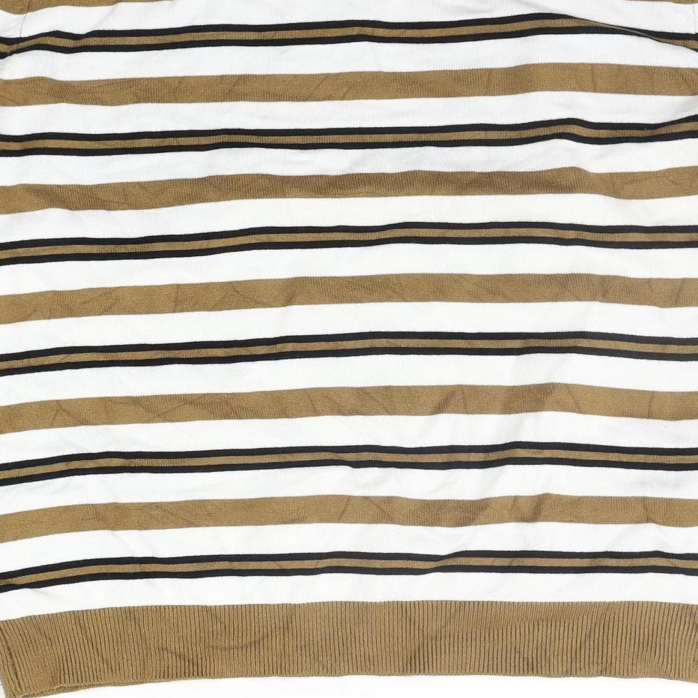 M&Co Womens Brown Striped  Pullover Jumper Size 14