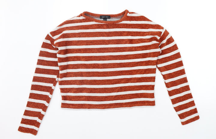 New Look Womens Orange Striped  Pullover Jumper Size S