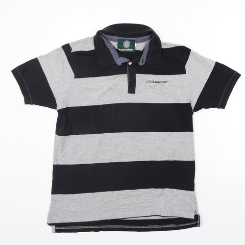 Celtic Football Club Womens Black Striped  Basic Polo Size S