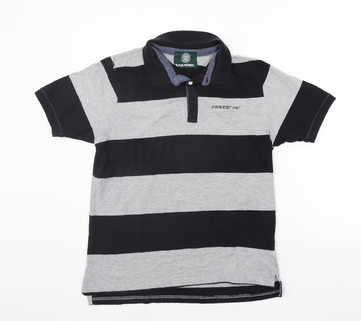 Celtic Football Club Womens Black Striped Basic Polo Size S