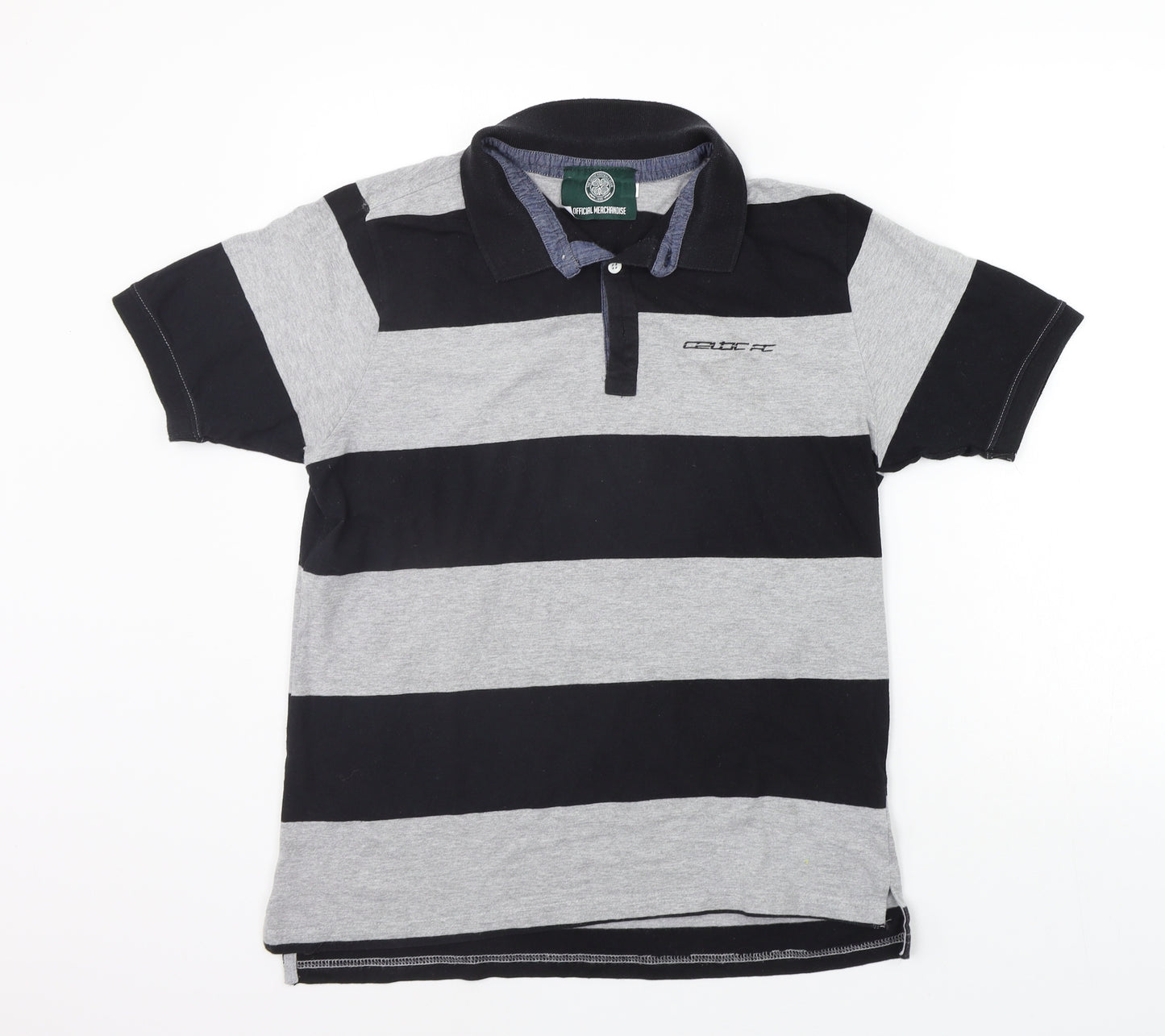 Celtic Football Club Womens Black Striped  Basic Polo Size S