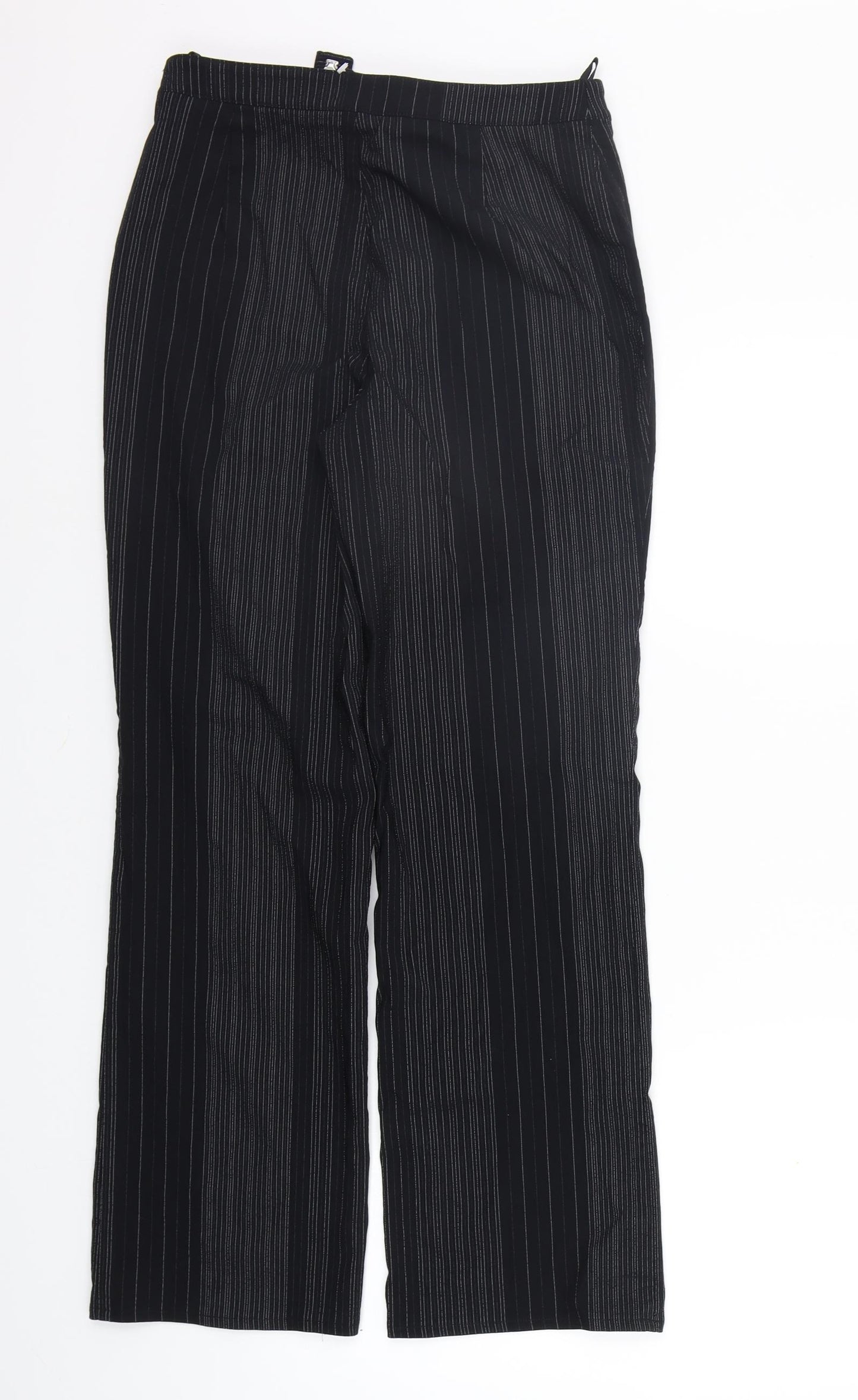 Marks and Spencer Womens Black Striped  Trousers  Size 8 L28 in