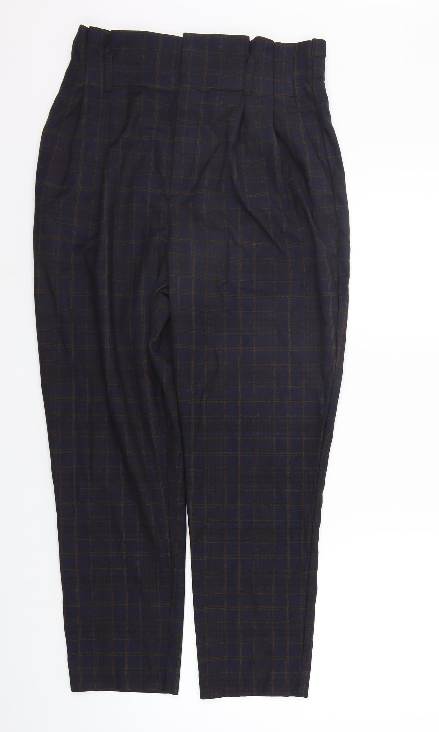 H&M Womens Blue Check  Trousers  Size 14 L28 in