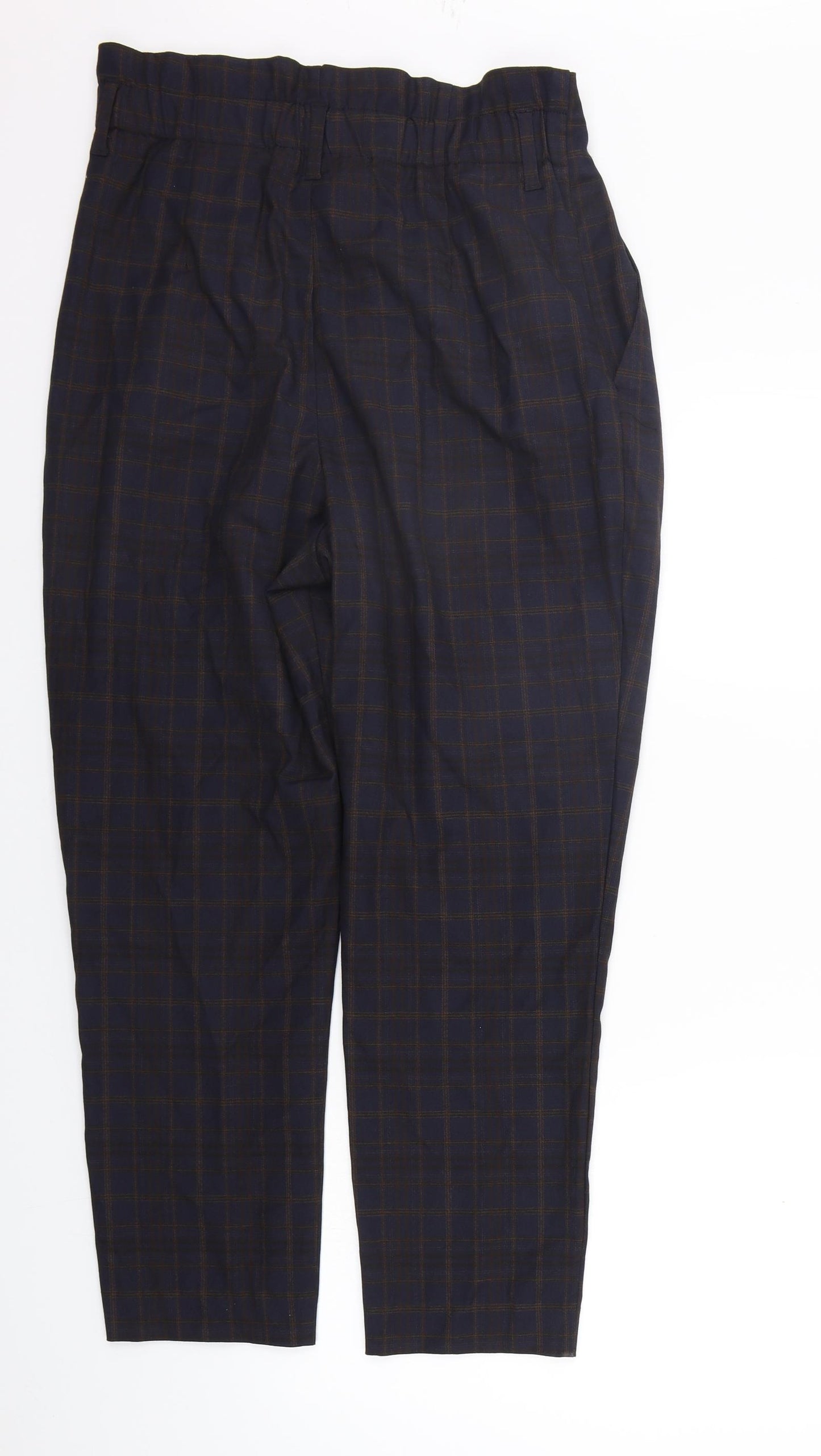 H&M Womens Blue Check  Trousers  Size 14 L28 in