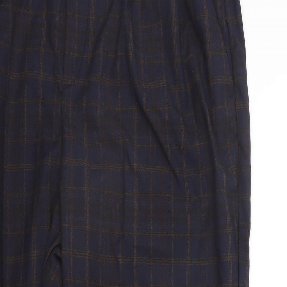 H&M Womens Blue Check  Trousers  Size 14 L28 in