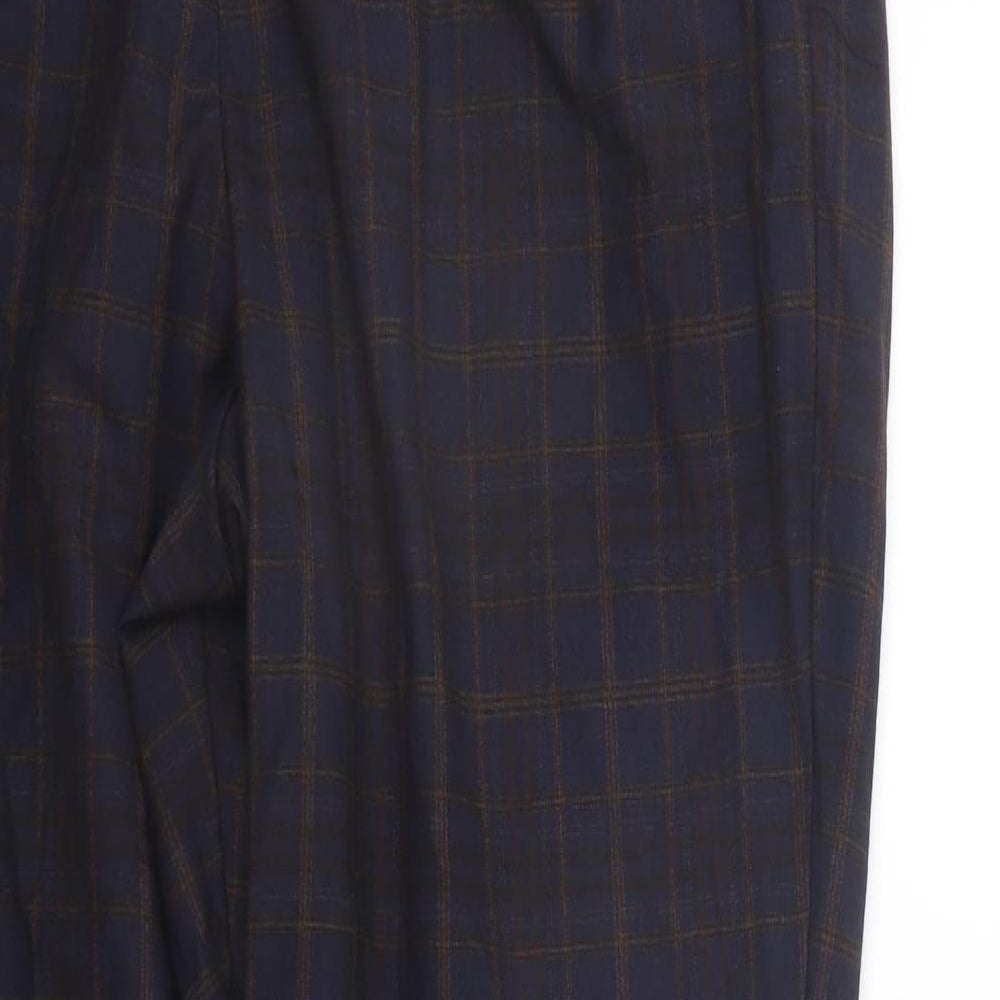 H&M Womens Blue Check  Trousers  Size 14 L28 in
