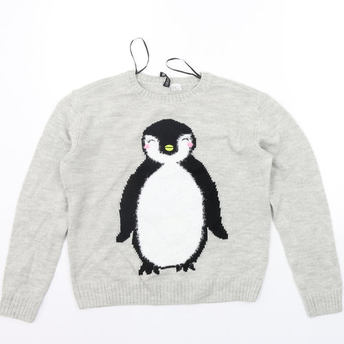 Divided Womens Grey   Pullover Jumper Size XS  - Penguin