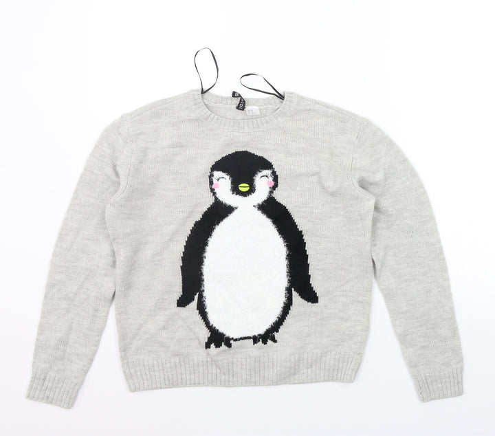 Divided Womens Grey   Pullover Jumper Size XS  - Penguin