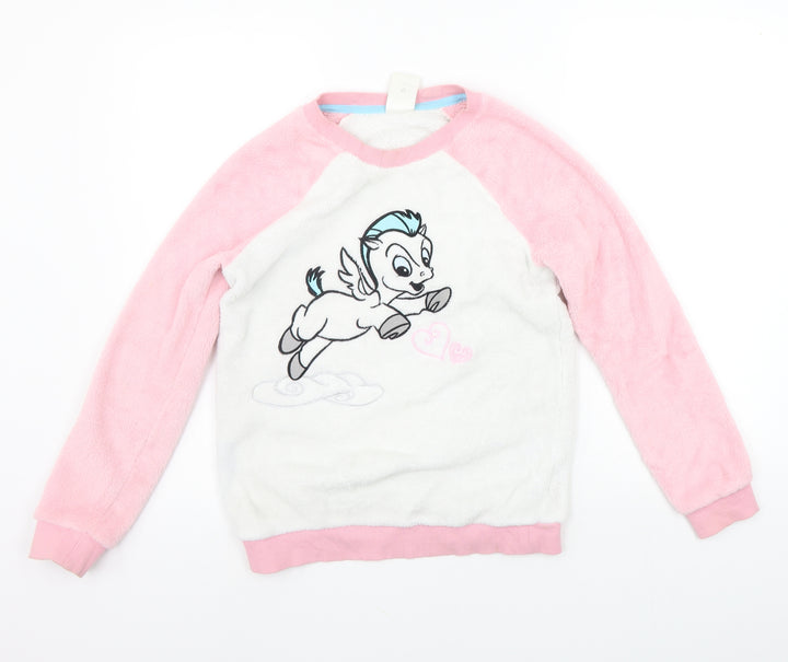 Disney Girls Pink Solid  Top Pyjama Top Size 11-12 Years  - print on front