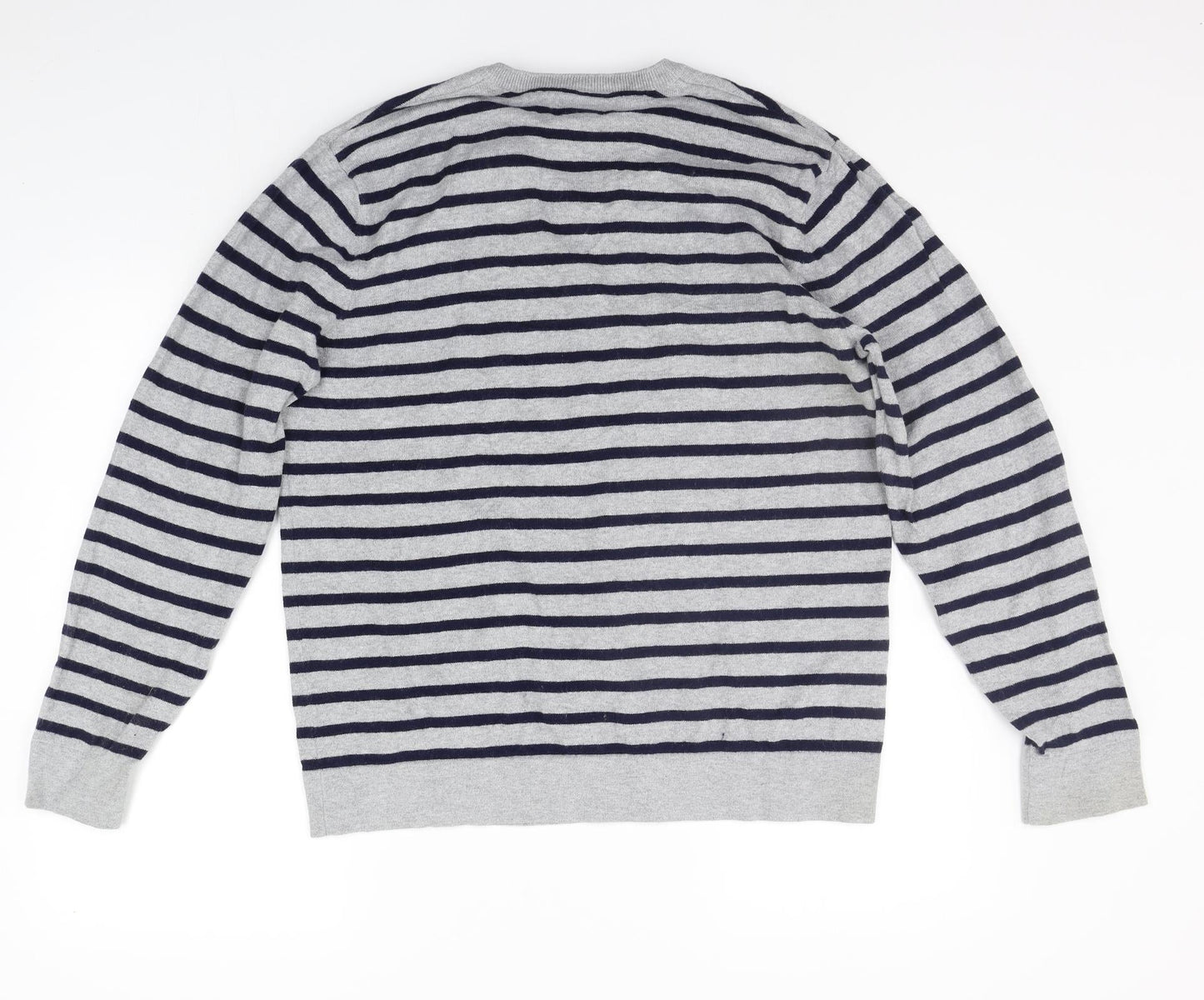 L.L. Bean Mens Grey Striped  Pullover Jumper Size M