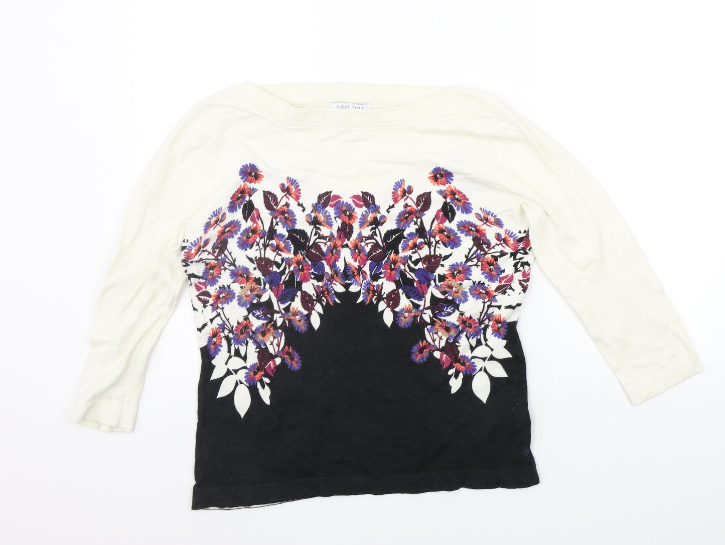 NEXT Womens Beige Floral  Henley Jumper Size 14
