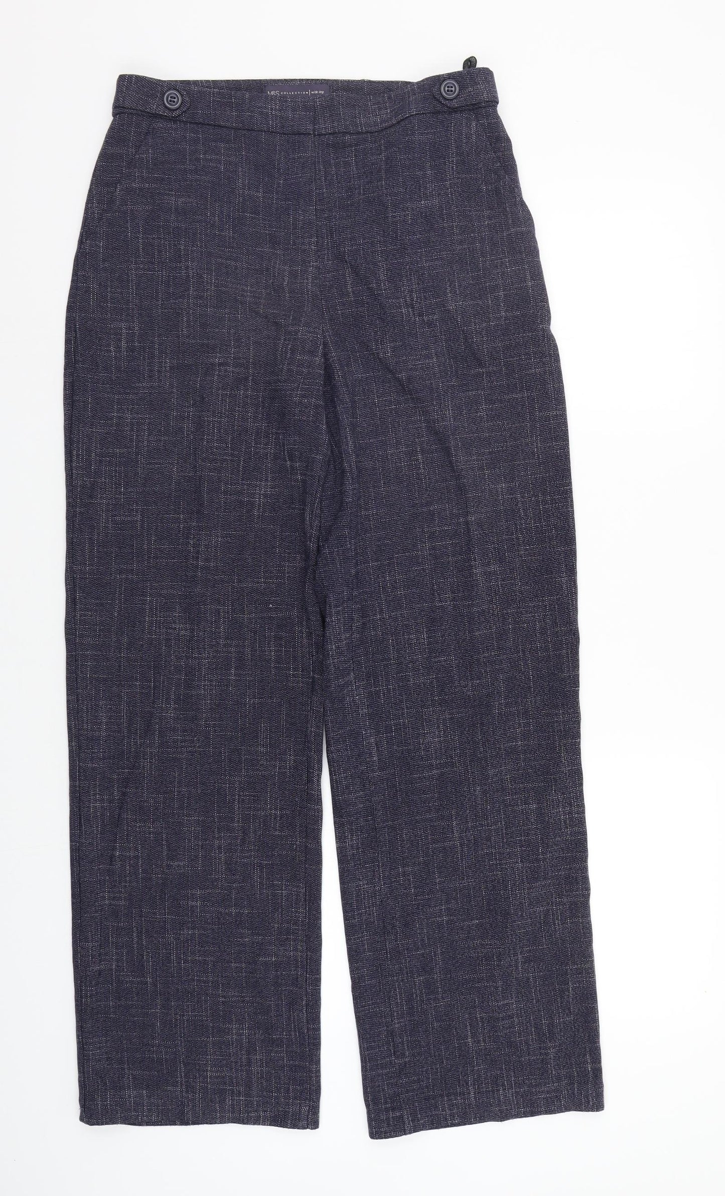Marks and Spencer Womens Blue Check  Trousers  Size 8 L27 in