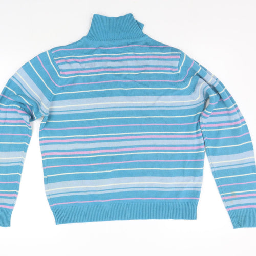 EWM Womens Blue Striped  Pullover Jumper Size M
