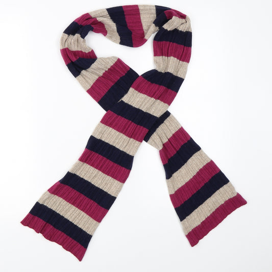 Front view of Preworn women’s purple striped scarf